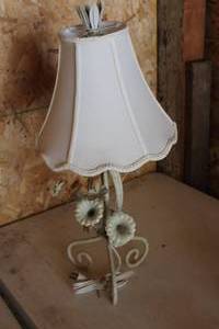 lot 412 image: Floral Table Lamp with White Shade