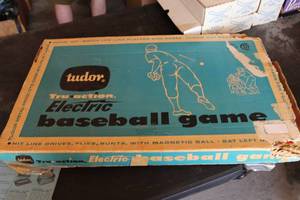 lot 447 image: Vintage Tudor Tru-action Electric Baseball Game (in original box)