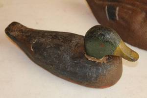 lot 471 image: Vintage Duck Decoy with Modern Duck Decoy