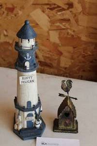 lot 473 image: Lot of (2) Home Dcor - Lighthouse, Bird House Wind Vein
