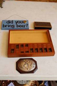 lot 506 image: Lot of (4) Home Dcor - Did You Bring Beer, Wood Counter Box, Wall Dcor