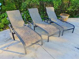 Three Patio Chase Lounge Chairs