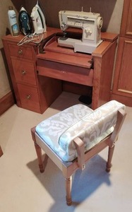 Sewing Machine With Chair And Irons