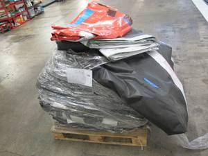 lot 709 image: Pallet of 27 Medium-Large PE Vinyl Billboard Tarps - B Grade with Channels