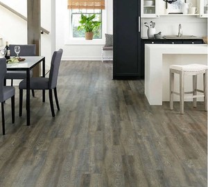 lot 723 image: Over 300 Sq Ft of Loose Golden Arowana Sandalwood Waterproof 5mm Thick Plank HDPC Flooring  1mm Attached Pad included