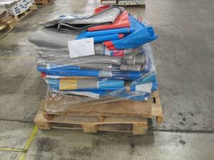 lot 727 image: Pallet of 54 Small-Medium Lightweight PE Vinyl Billboard Tarps - B Grade with Channels - 453 lbs
