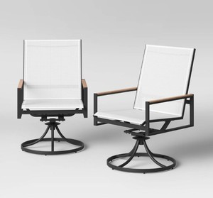 lot 761 image: Henning 2pk Swivel Patio Rocking Chairs - Project 62