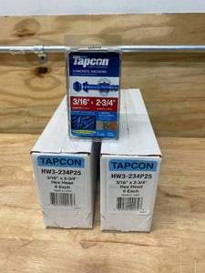 BUILDEX TAPCON Lot of 2 Cases of- 316 x 2-34 Concrete Anchor Screws (150 Anchors Per Case)
