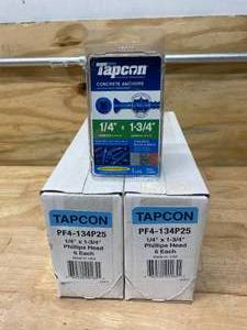BUILDEX TAPCON Lot of 2 Cases of- 14 x 1-34 Concrete Anchor Screws (150 Anchors Per Case)