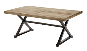 STYLEWELL Mix and Match 72 in. Rectangular Metal Outdoor Dining Table with Farmhouse Trestle Base and Tile Tabletop
