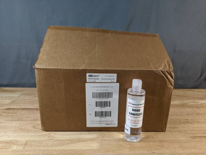 lot 334 image: 7 Cases of Engineered Materials 10oz Hand Sanitizer Bottles 56 in Each Case 392 Total  N