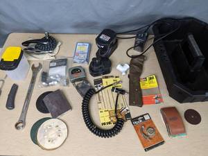 lot 151 image: Tool Caddy with an Assortment of Home Improvement Items N