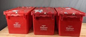 lot 141 image: A Set of Three Walgreens Red Storage Containers N