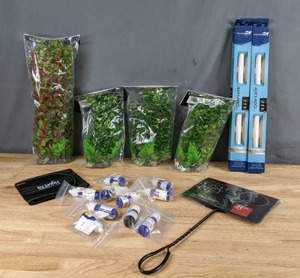 lot 66 image: Aquarium Supplies Aquatop Vera-Life Decor, AqaticLife Bulb, Aquatop Fish Net, & More X