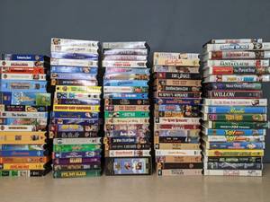 lot 330 image: Approximately 100 VHS Tapes & 1 DVD Family Movies, Westerns, Disney, DVD is Bill Cosby Himself Q