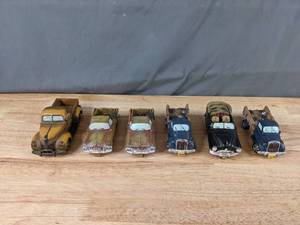 lot 231 image: Collection of (6) Vintage Popular Imports, Inc. Molded Resin Cars Q