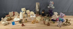 lot 197 image: Large Collection of Knick Knacks and Figurines TY Beanie Babies, Cats, Dogs, Frogs, Music Box and More Q