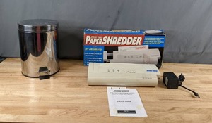 lot 202 image: Secure-Shred Paper Shredder and Step-On Trash Bin Q