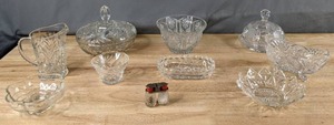 lot 167 image: Wonderful Crystal Collection Pitcher, Candy Dishes, Bowls, Salt & Pepper Shaker & More Q