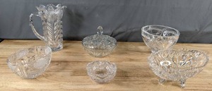 lot 168 image: Wonderful Crystal Collection Pitcher, Candy Dishes, Bowls, & More Q