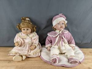 lot 336 image: Pair of Baby Dolls includes a Goldenvale Collection Porcelain Doll Q