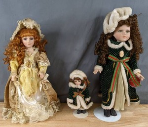 lot 338 image: Trio of Collectible Dolls Flame Haired Beauty and Two from the Madison Collection (1 Large, 1 Small) Q