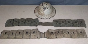 lot 170 image: Vintage Cartridge Belts & Helmet Q