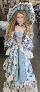 lot 264 image: Approx. 53 Extremely Ornate Collectible Doll with Stand Q