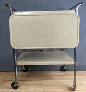 lot 255 image: Vintage Drop Leaf Rolling Cart Q
