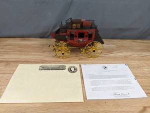 lot 214 image: Vintage Franklin Mint Precision Models Wells Fargo & Co. Overland Stage Stagecoach Die Cast Model Q