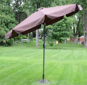 lot 20A image: NEW Premier Brown 9 Market Umbrella with Push Button Tilt V