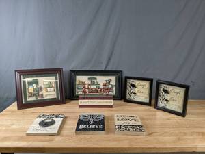 lot 360 image: Small Framed Kitchen Artwork (2), Homey Quotes Wall Art (5), Family Decor N