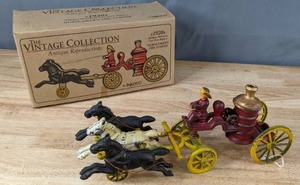 lot 281 image: Enesco Co. The Vintage Collection 1996 Firetruck and Fireman Q