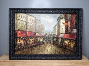 lot 386 image: Framed Cityscape Painting by Unknown Artist G