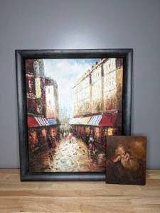 lot 385 image: Artwork Cityscape and Portrait of Old Man G