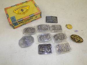 Belt Buckles and Cigar Box