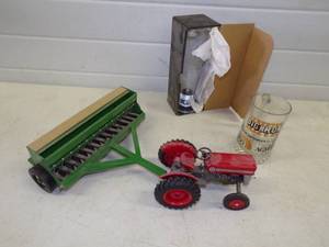 Toy Tractor, Planter, Beer Mug and Beer Glass