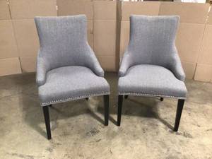 Lot of 2 Tufted Back Upholstered Gray Chairs review pictures