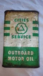 Cities Services Outboard Motor Oil quart can