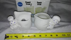 Pillsbury Dough Boy Creamer Sugar Set, New in Box