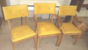 3 Matching Yellow Viny Chairs - Sturdy