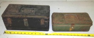 2 Metal Vintage Tackle Box and Contents