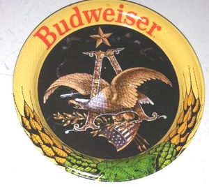 6 Budweiser Coasters Enamel Metal.