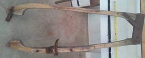 Antique wood and metal draw bar