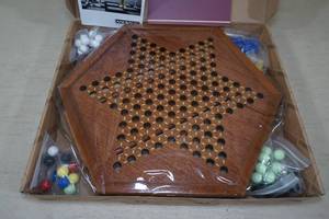 lot 28 image: Amerous Chinese Wooden Checkers Set
