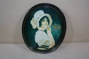 lot 126 image: Vintage Portrait Coca Cola Metal Serving Tray