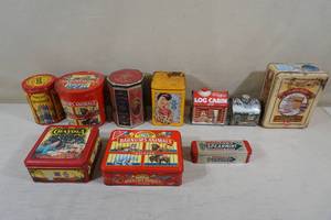 lot 135 image: Vintage Tin Containers - Animal Crackers, Crayola, Wrigleys