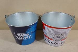 lot 136 image: Budweiser and Bud Light Metal Buckets
