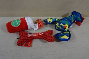 lot 153 image: Dog Toys - Lobster, Bone, Cup