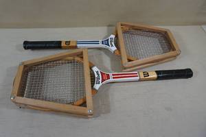 lot 183 image: Vintage Wilson American Tennis Rackets with Wood Frames